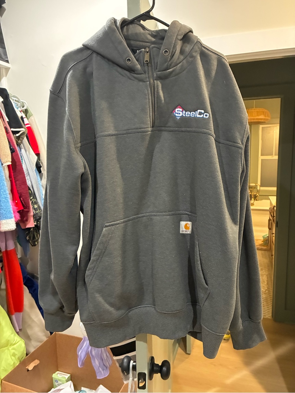 Carhartt Rain Defender Gray Hooded Performance Jacket w Pockets